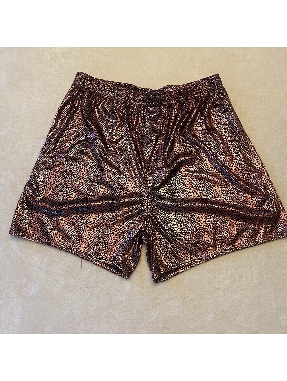vintage Shiny Heart Short Joe Boxer valentine honeymoon iridescent pink  black
